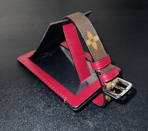 Louis Vuitton Red XL Luggage Tag w/ Classic Strap Silver LV Bracelet