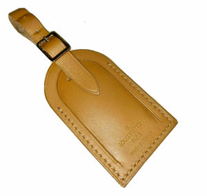 Louis Vuitton Luggage Tag Dark Orange Smooth Leather w/ TN Initials