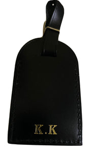 Louis Vuitton Paris Luggage Tag w/ KK Goldtone Initials Large Black Calfskin
