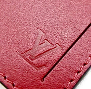 Rare Louis Vuitton Red / Burgundy Name Tag Calf Leather w/ Monogram Strap XL