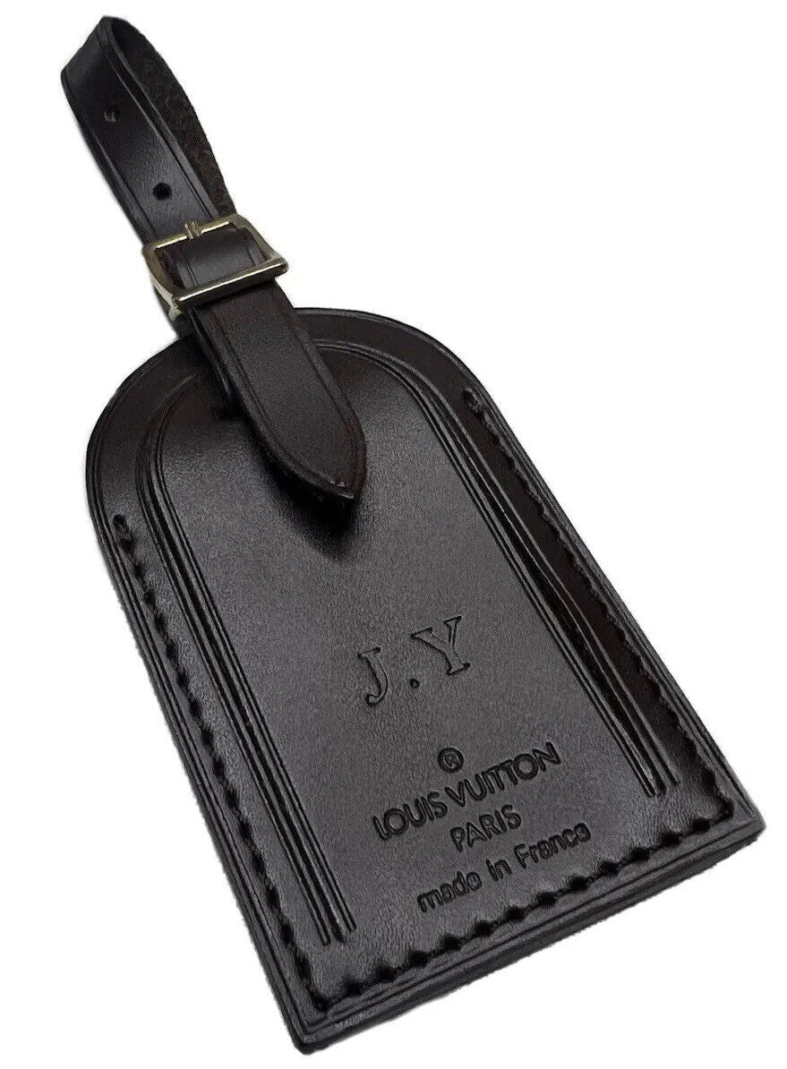 Louis Vuitton Luggage Tag w/ JY Initials Goldtone Damier Ebene UEC