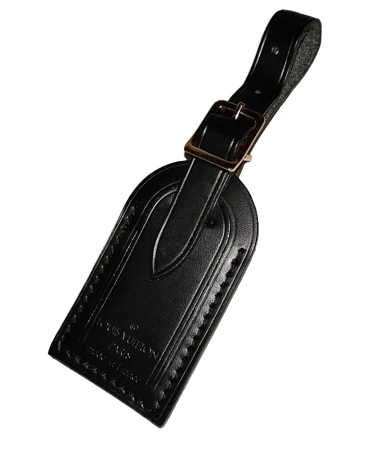 Louis Vuitton Luggage Tag Small Goldtone Black -0001 Authentic - 1 Piece