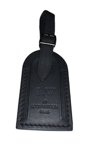 Louis Vuitton Name Tag w/ IW Initials - Black Calf Leather Small