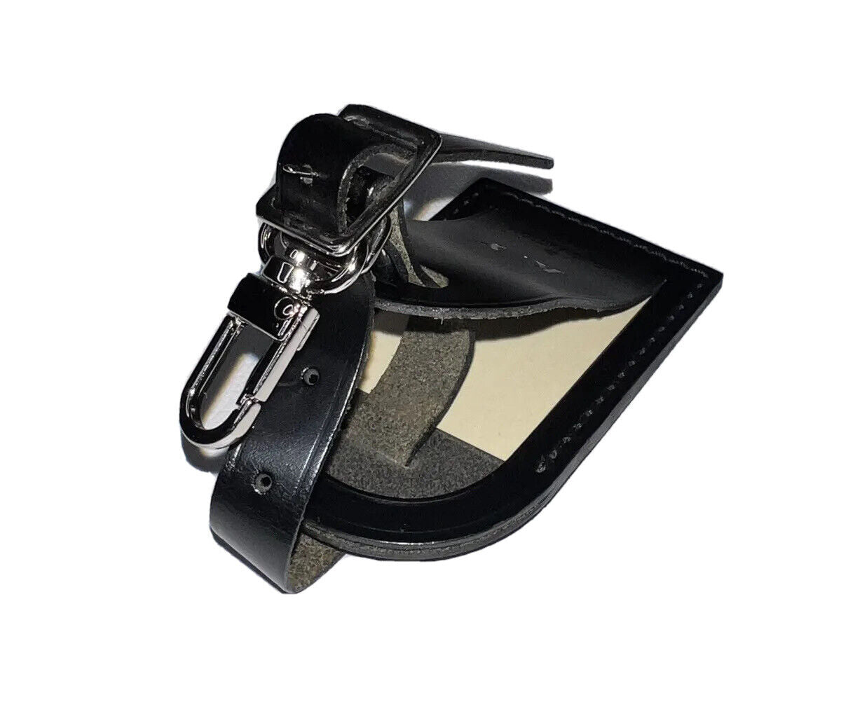 Louis Vuitton Luggage Tag w/ KY Initials Silvertone Black Calfskin Paris 🇫🇷