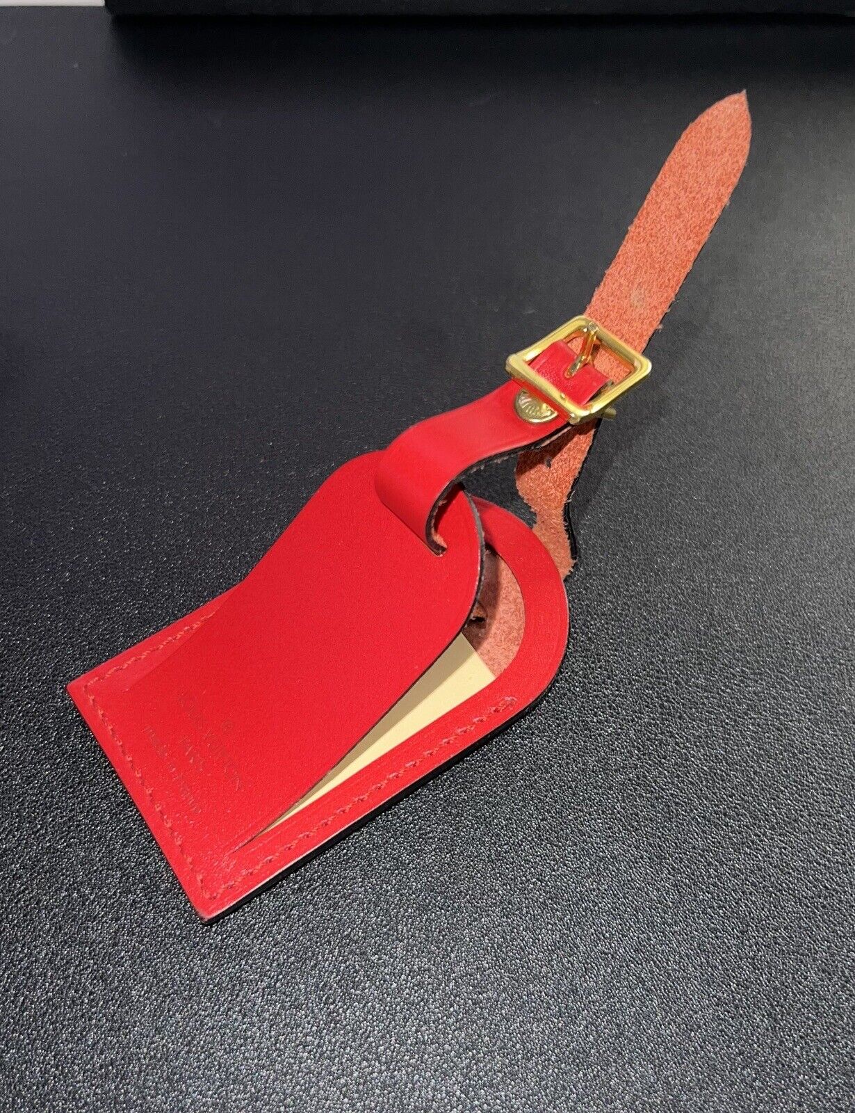 Louis Vuitton Deep Red Name Tag Calfskin Blank Tag Authentic France 🇫🇷