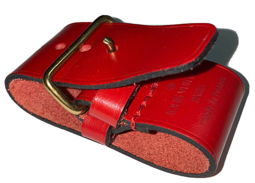 Louis Vuitton Red Strap Loop Calfskin Leather Authentic Poignet