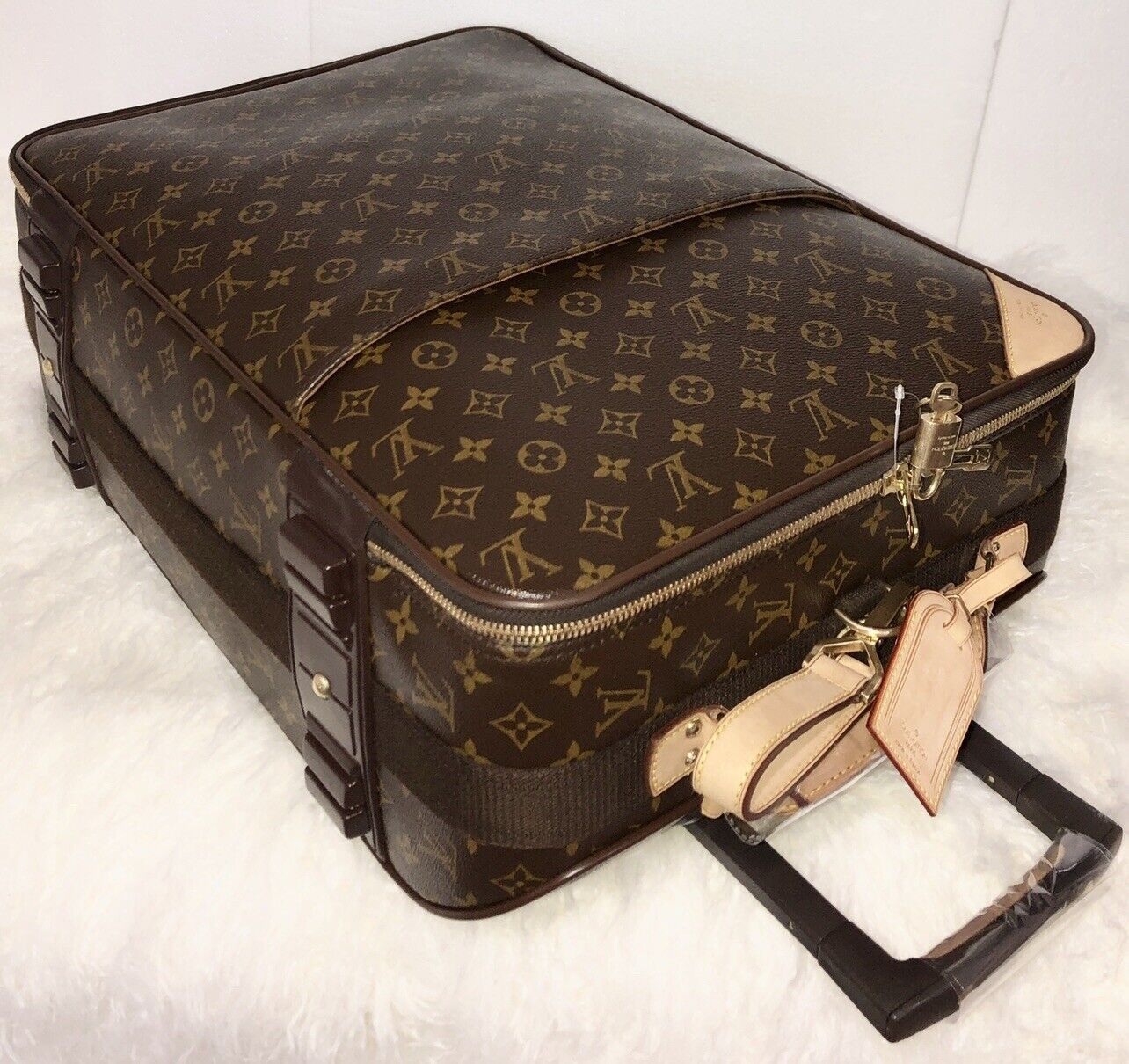 Louis Vuitton Pegase Monogram Suitcase Bag Carry w/ Name Tag /Lock