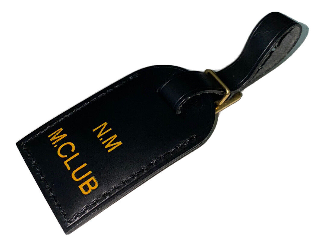 Louis Vuitton Name Tag Black Calfskin Stamped NM Club  - SMALL