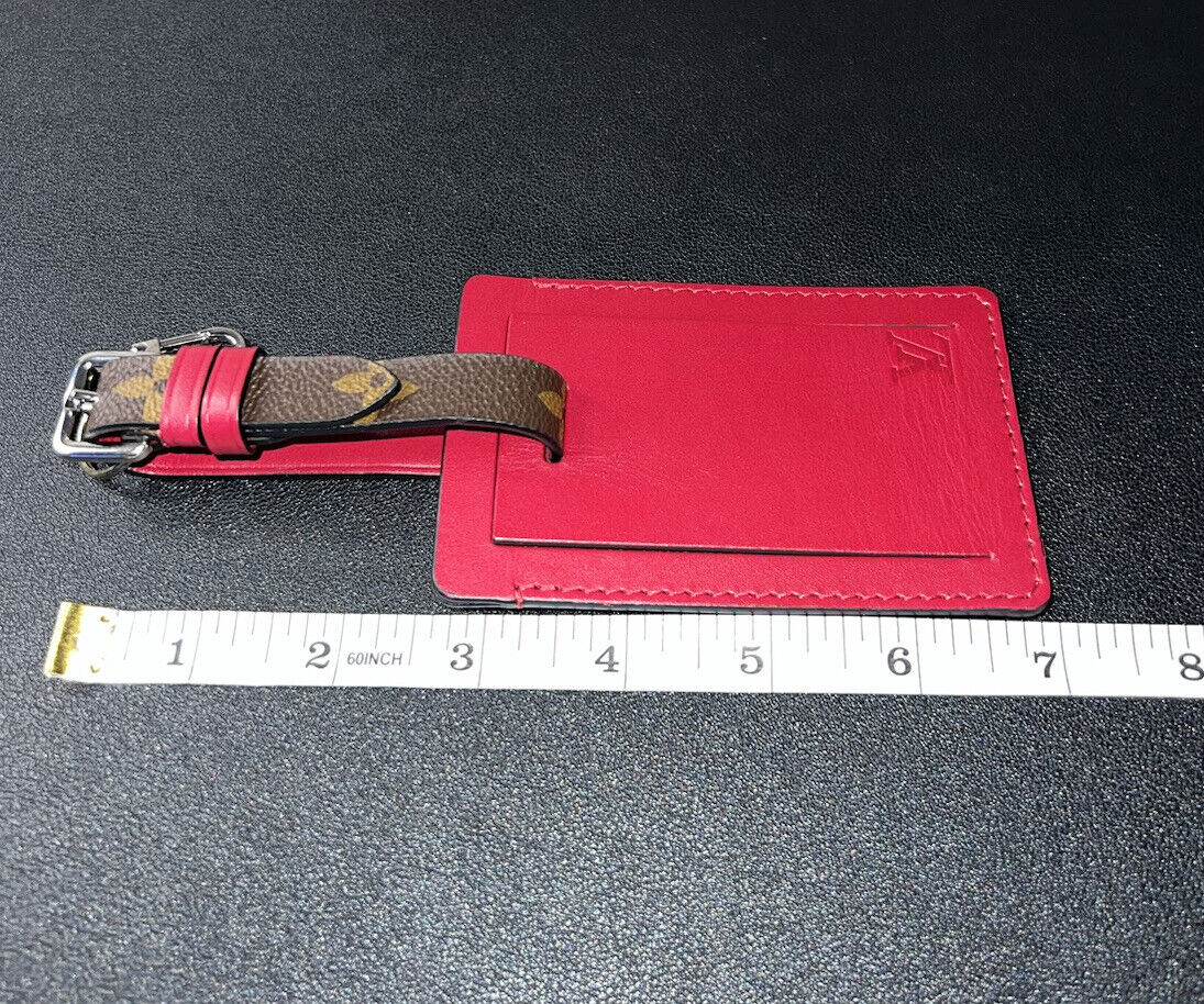 Rare Louis Vuitton Red / Burgundy Name Tag Calf Leather w/ Monogram Strap XL