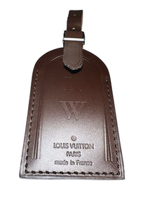 Louis Vuitton Name Tag w/ KW Hawaii Hibiscus Damier Ebene Leather Goldtone