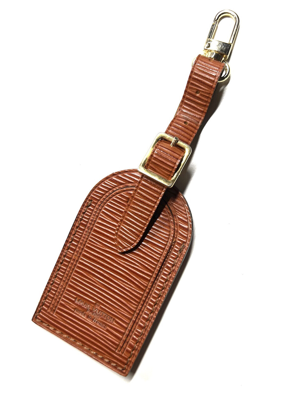 Louis Vuitton Name Tag Kenyan Fawn Epi Leather Vintage Large -Goldtone
