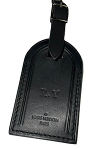 Louis Vuitton Name Tag Black  Leather w/ RY Initials  PARIS