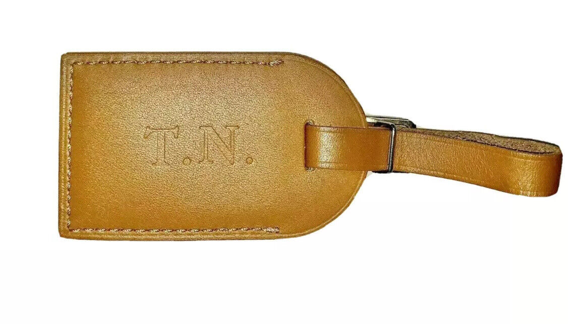 Louis Vuitton Luggage Tag Orange Smooth Leather w/ TN Initials