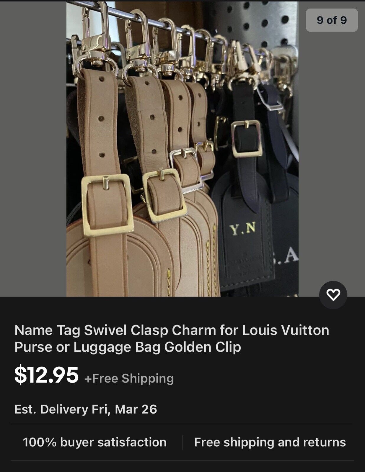 Louis Vuitton Name Tag Set w/ Strap - Goldtone "Restored