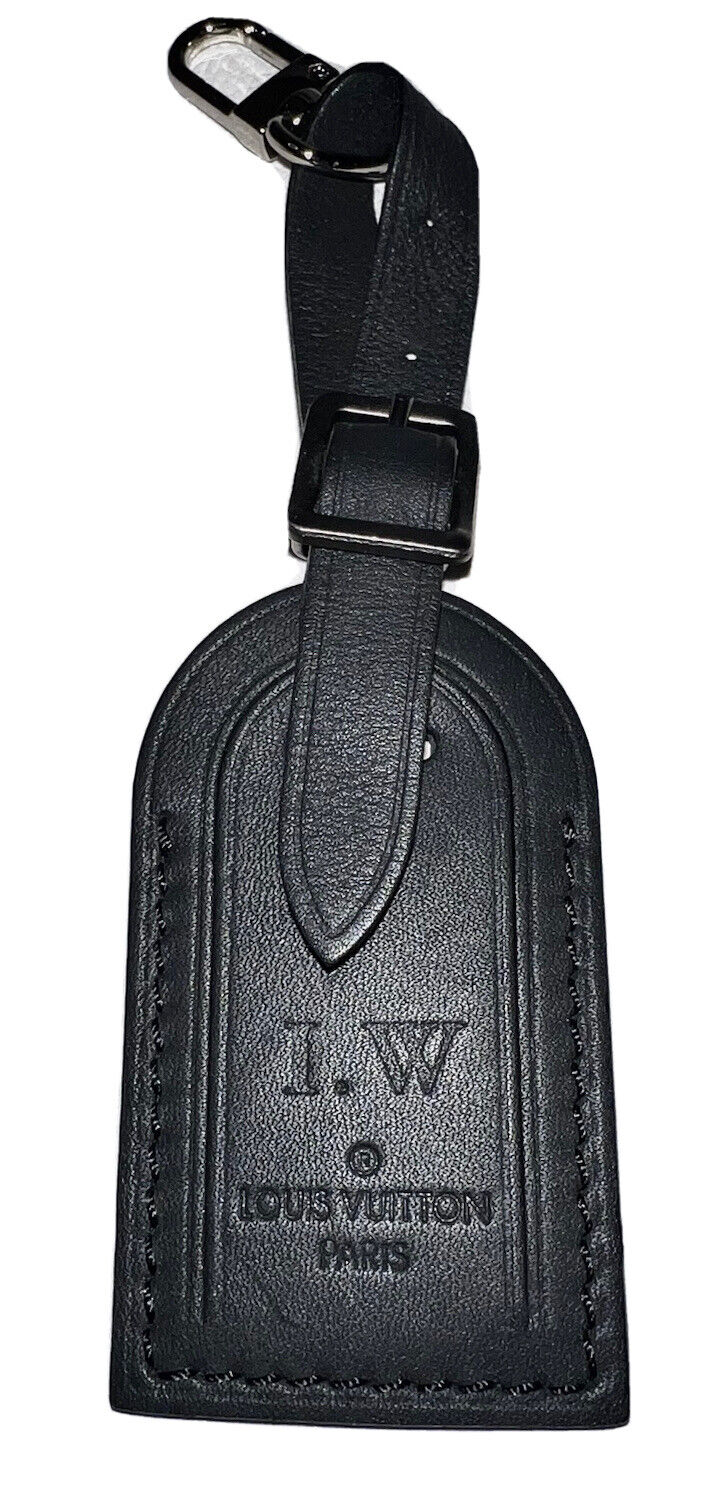 Louis Vuitton Name ID Tag w/ IW Initials - Black Calf Leather Small