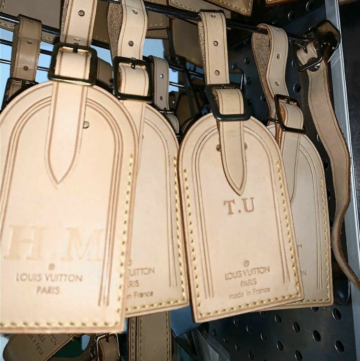 Louis Vuitton Leather Name Tag Natural Vachetta w/ YO Initials UEC