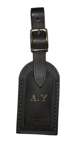 Louis Vuitton Leather Name Tag w/ AY Initials - Brown Calf Leather Goldtone