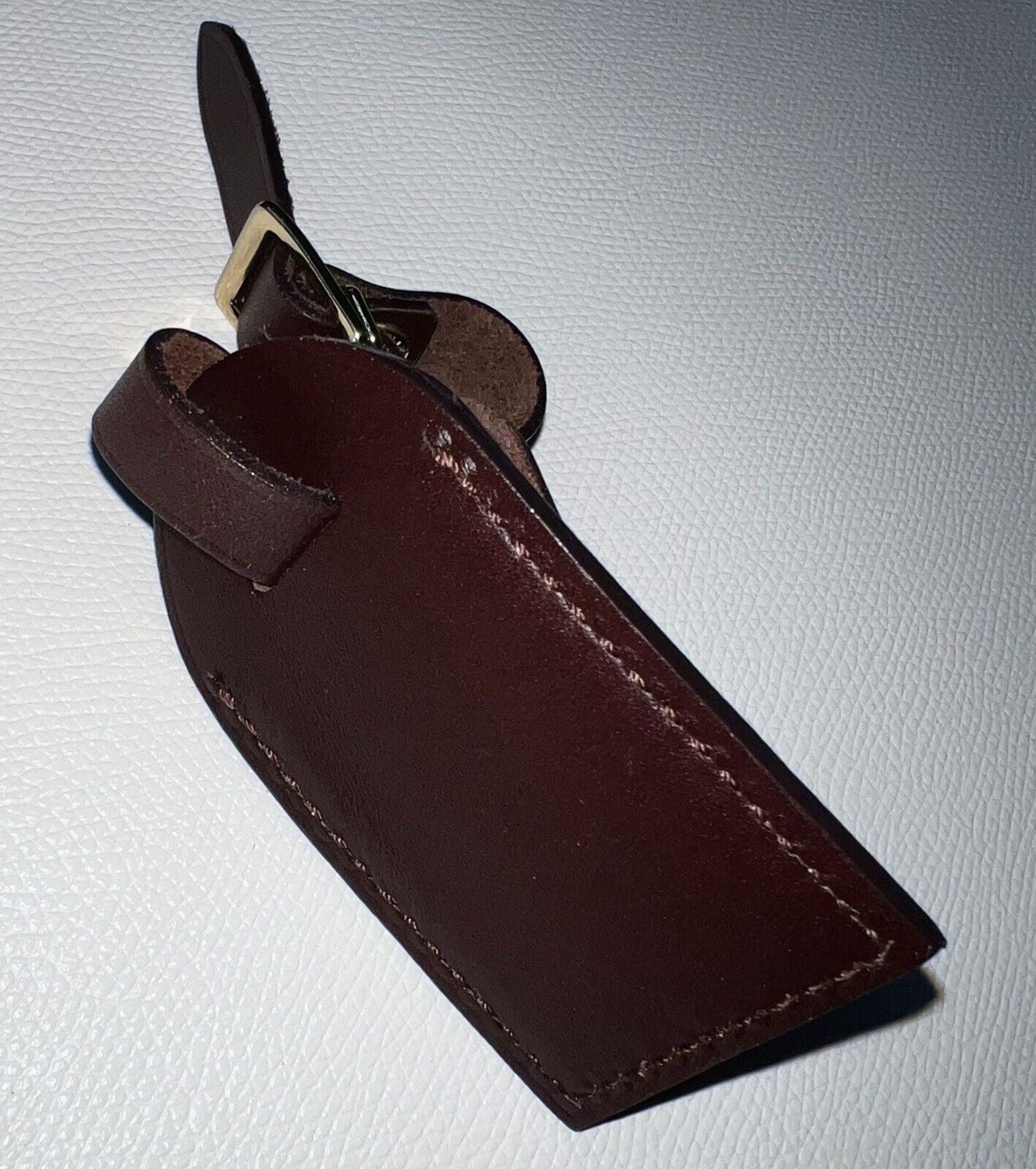 Louis Vuitton Name Tag Bordeaux Wine Calf Leather Small Gold Maroon RARE