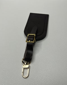 Louis Vuitton Leather Luggage Tag w/ MN Initials Goldtone Damier Ebene