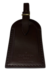 Louis Vuitton Damier Ebene Luggage Tag Large Brown Calfskin Authentic Pristine