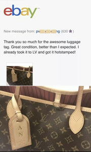 Louis Vuitton Luggage Tag w/ EK Initials Natural Vachetta Large