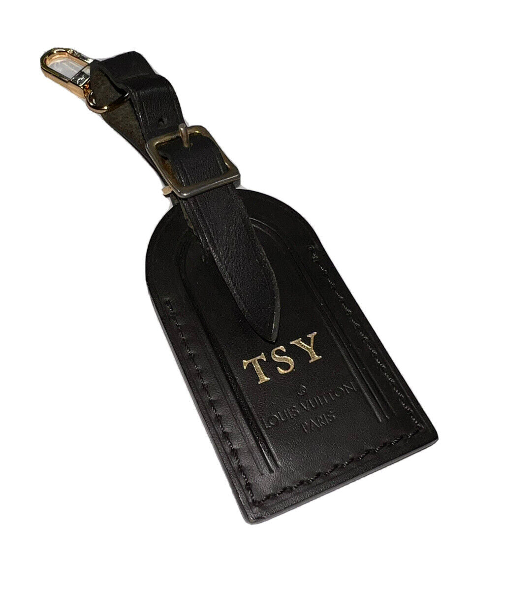 Louis Vuitton Small Luggage Tag Black Calfskin