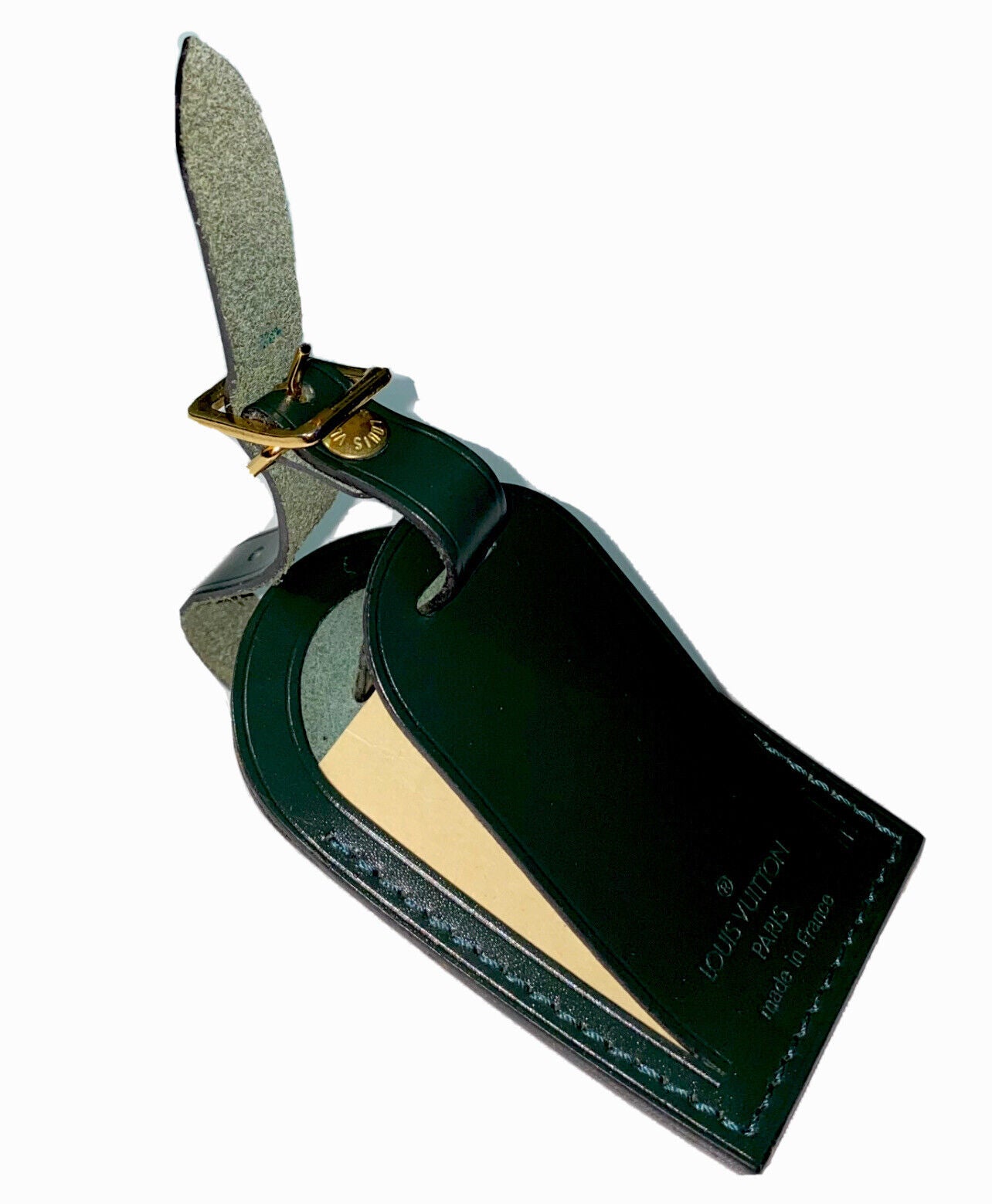 Louis Vuitton Green Luggage Tag Smooth Calfskin Leather Mint
