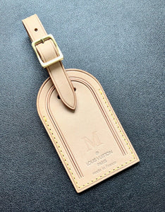 Authentic Louis Vuitton Luggage Tag w/ M Stamp 🇫🇷 Natural Vachetta Pristine