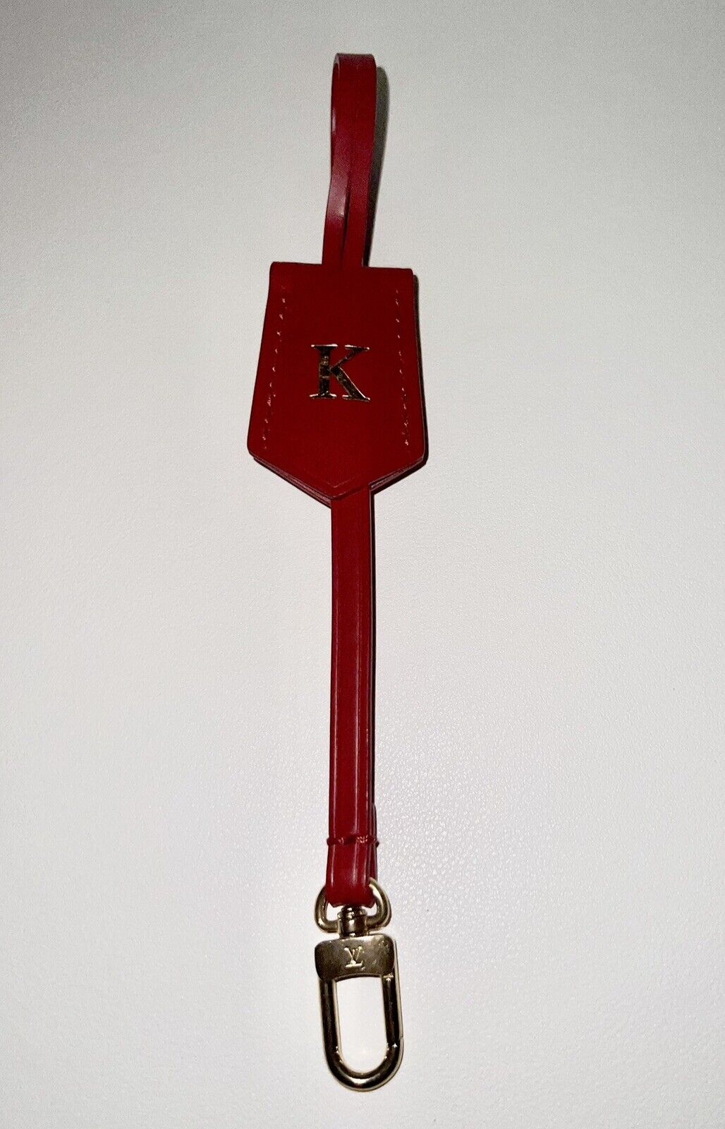 Louis Vuitton Gold Red Clochette Tag Key Holder Bell w/ K Initial Pristine