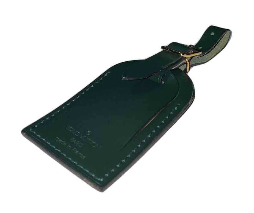 Louis Vuitton Winter Green Name Tag Smooth Calfskin Goldtone France UEC