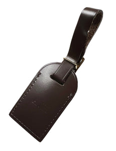 Louis Vuitton Luggage Tag w/ KK Initials Black Calfskin Goldtone