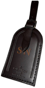 Louis Vuitton Luggage Tag w/ SN Initials Damier Ebene Goldtone France 🇫🇷