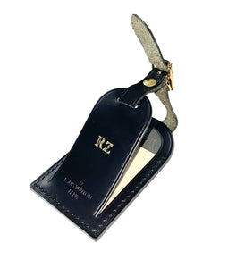 Louis Vuitton Name Tag Black Calfskin Leather w/ RZ Initials Goldtone - UEC 🇫🇷