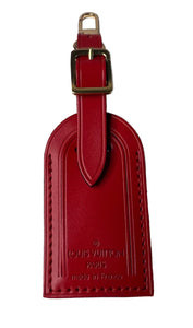 Louis Vuitton Red Luggage Tag Calfskin Goldtone Small- France UEC - 1 Pc