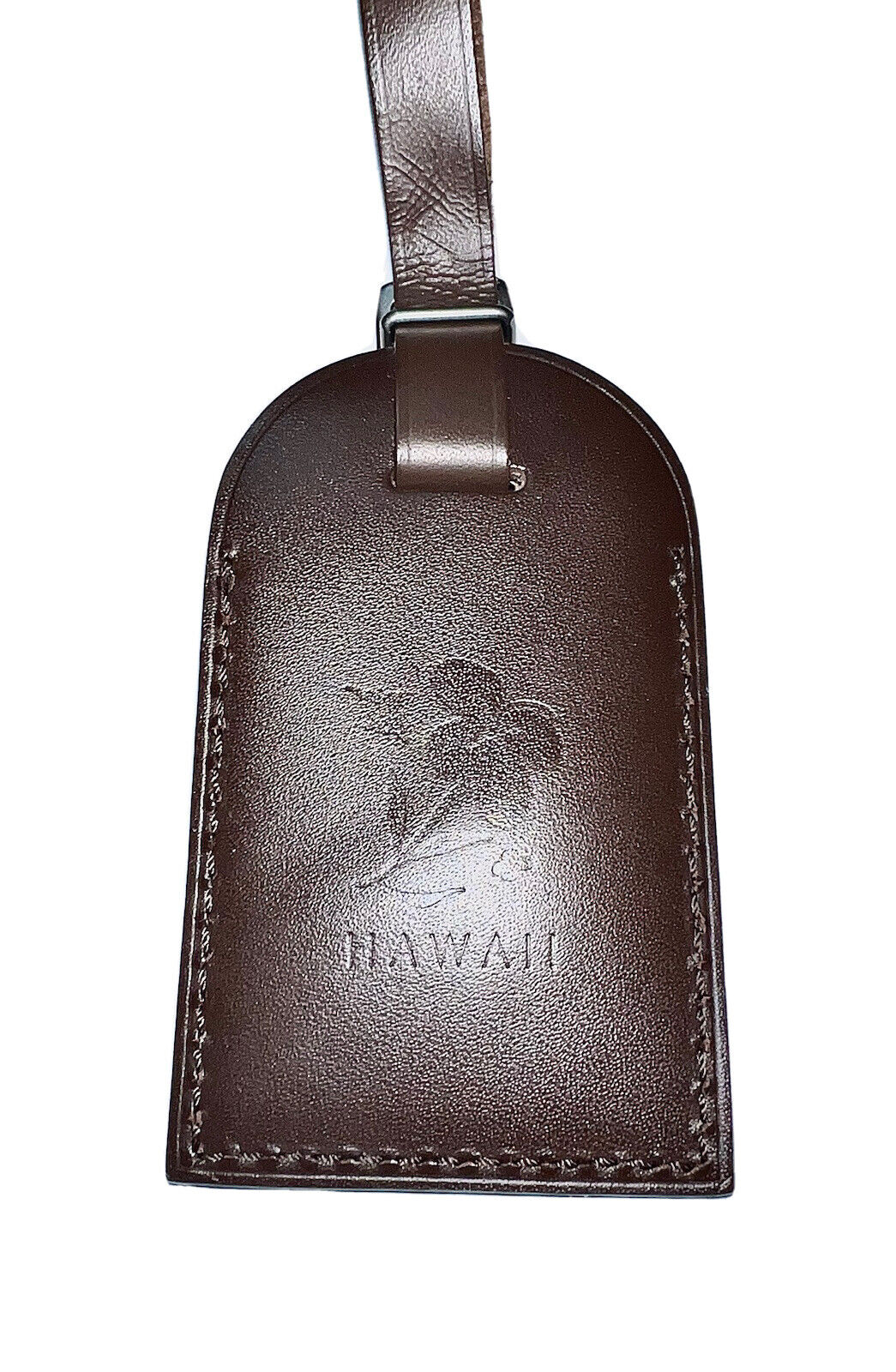 Louis Vuitton Luggage Tag w/ KW Hawaii Hibiscus Stamped Damier Ebene Silvertone