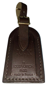 Louis Vuitton Name Tag Dark Brown Soft Leather Small w/ MK Initials