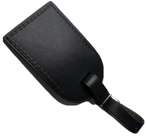 Louis Vuitton Luggage Tag w/ TF Initials Black Leather Silvertone Buckle Large