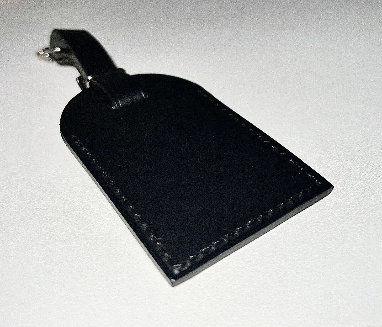 Louis Vuitton Luggage Tag w/ TF Initials Black Leather Silvertone  Buckle Large