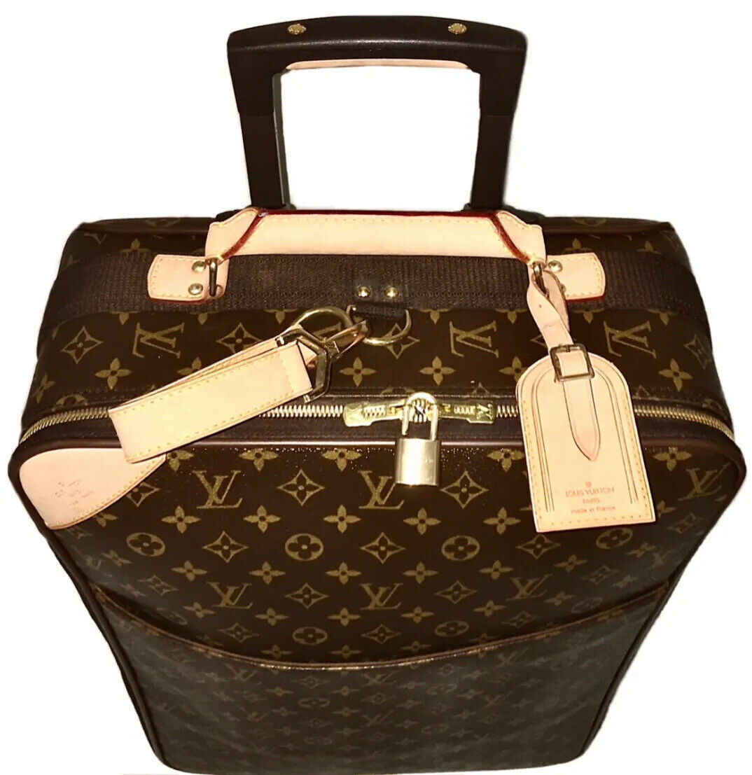 Louis Vuitton Pegase Timeless Carryon Suitcase Bag w/ Name Tag Strap Dustbag