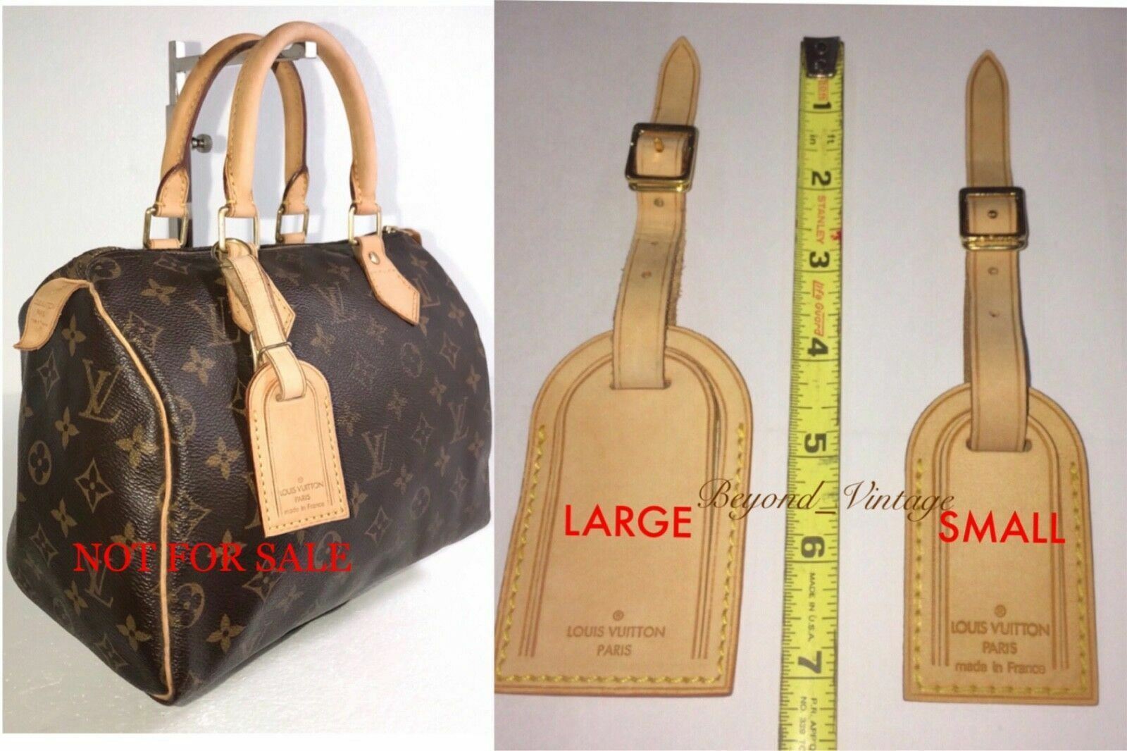 Louis Vuitton Luggage Tag Natural Vachetta Goldtone w/ YO Initials Large UEC