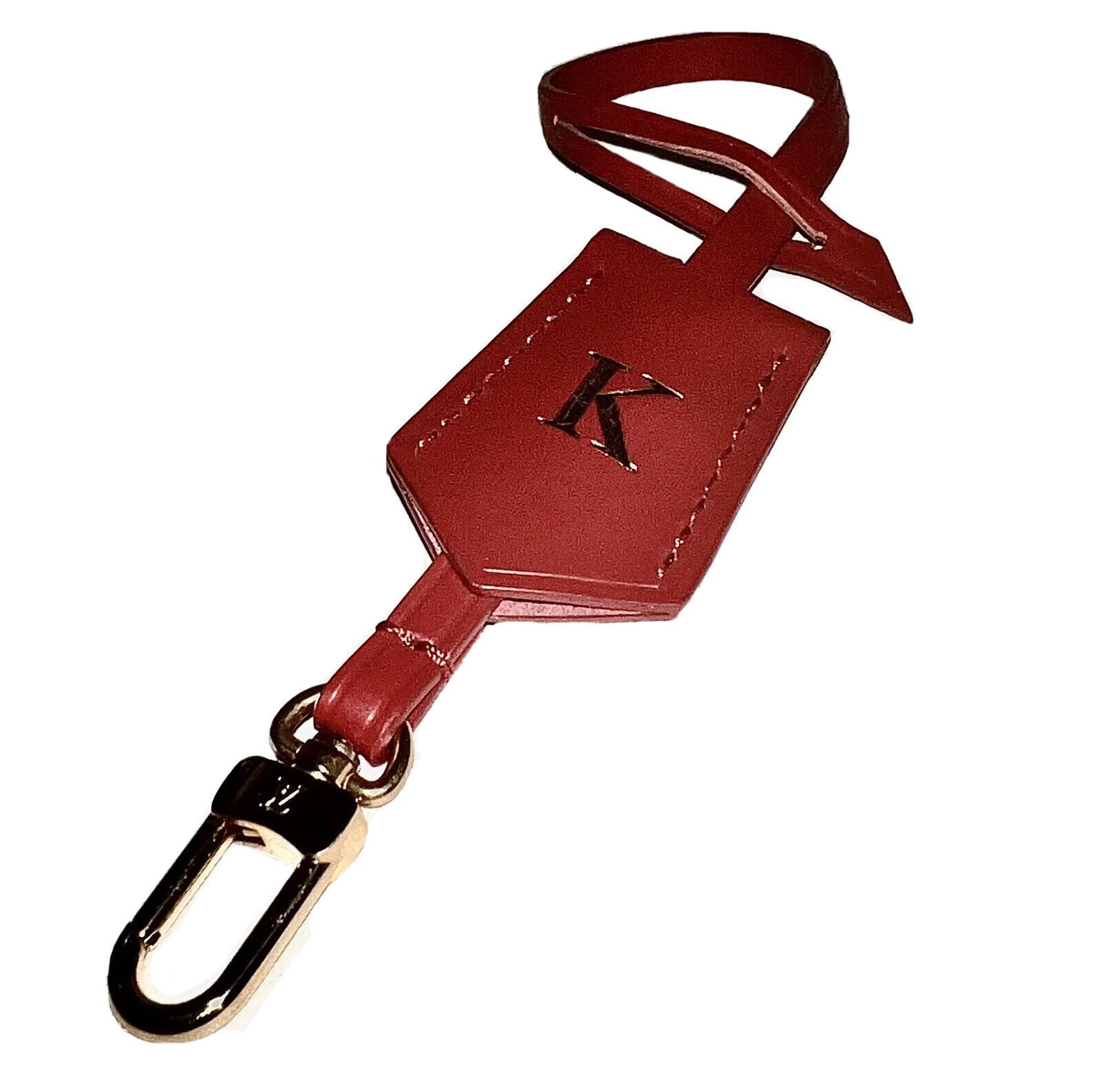 Louis Vuitton Gold Red Clochette Tag Key Holder Bell w/ K Initial Pristine