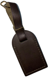 Louis Vuitton Luggage Tag Dark Brown Soft Leather Small w/ MK Initials