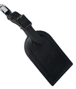 Louis Vuitton Luggage Tag w/ RY Initials Black Leather PARIS Large