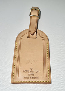 Louis Vuitton Name Tag w/ RY Initials Natural Vachetta Large Authentic