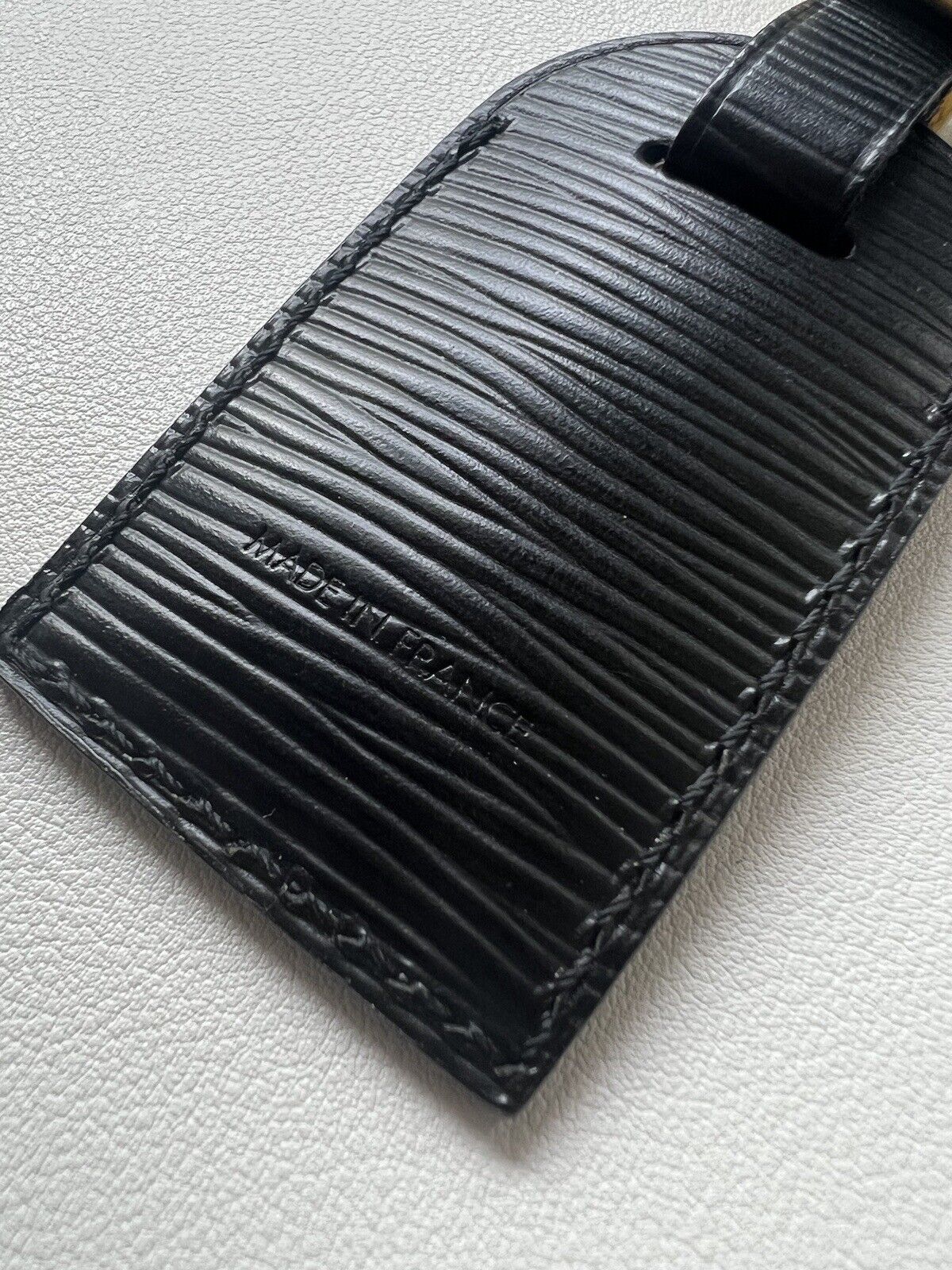 Rare Small Louis Vuitton Luggage Tag Black Epi Leather Goldtone Buckle