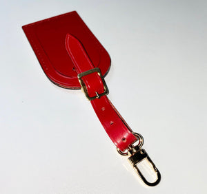 Louis Vuitton Luggage Tag Red Calfskin Authentic France UEC 🎊