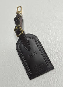 Louis Vuitton Luggage Tag w/ MN Initials Goldtone Damier Ebene -🇫🇷