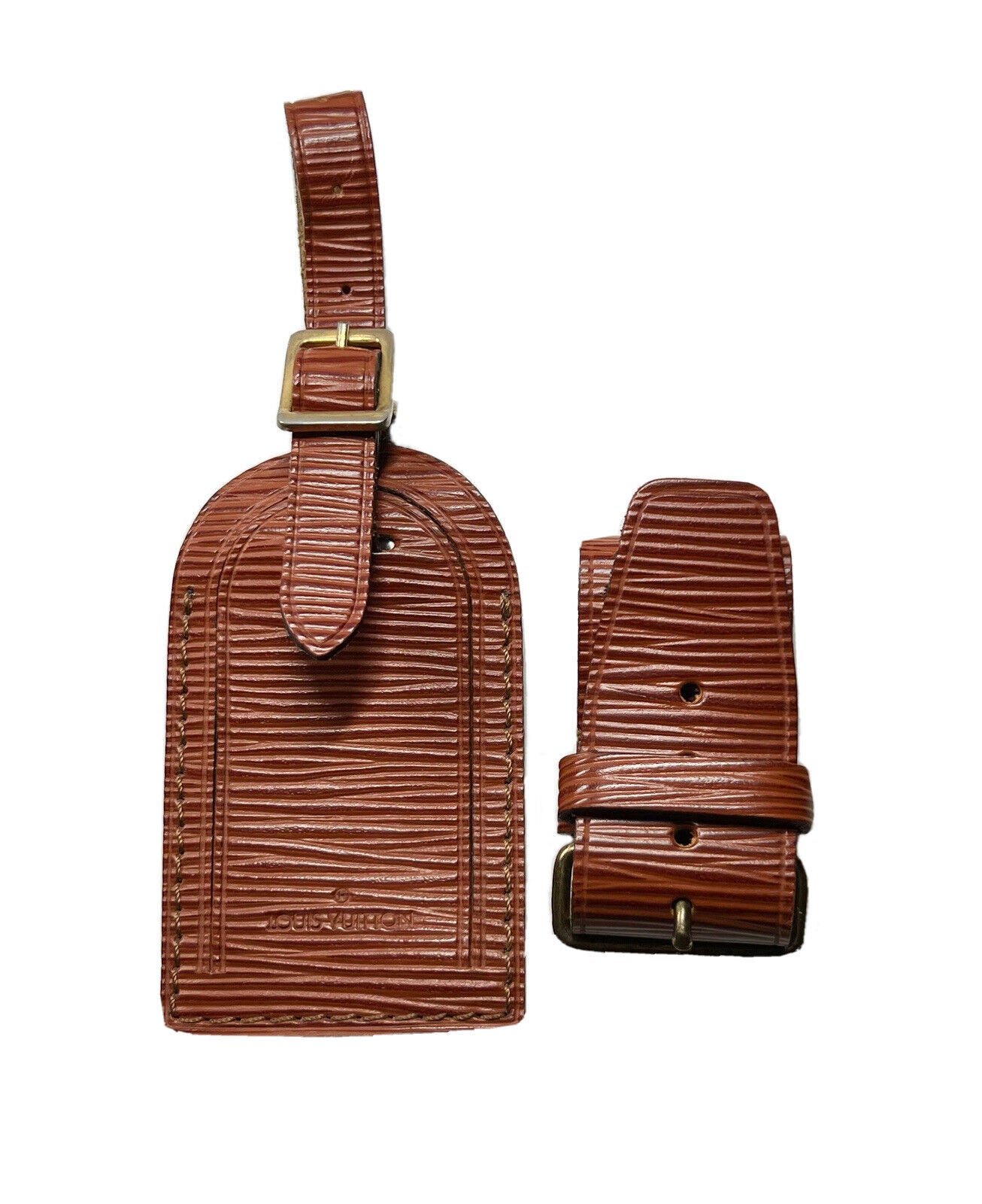 Louis Vuitton Epi Leather Kenyan Fawn Luggage Tag w/ Strap One Set