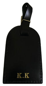 Louis Vuitton Name Tag w/ KK Goldtone Initials Large Black Calfskin Goldtone UEC