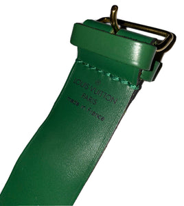Louis Vuitton Green Leather Loop Strap w/ Goldtone Metal Poignet